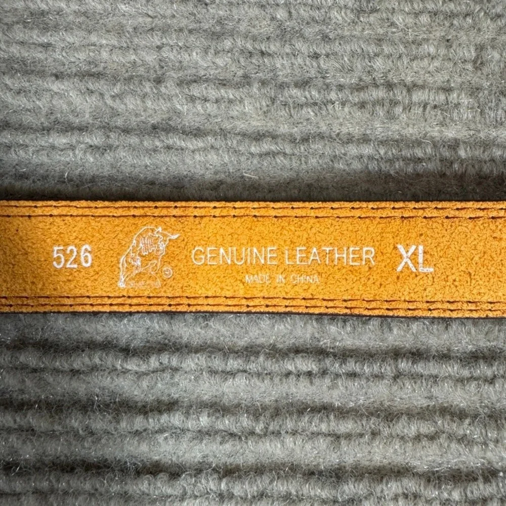 Genuine Leather Dark Brown Belt Mens XL Silver Buckle Dress Casual 526